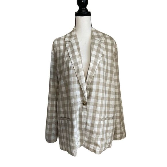NWOT A new day Women’s Linen Blend Plaid jacket - Picture 3 of 5